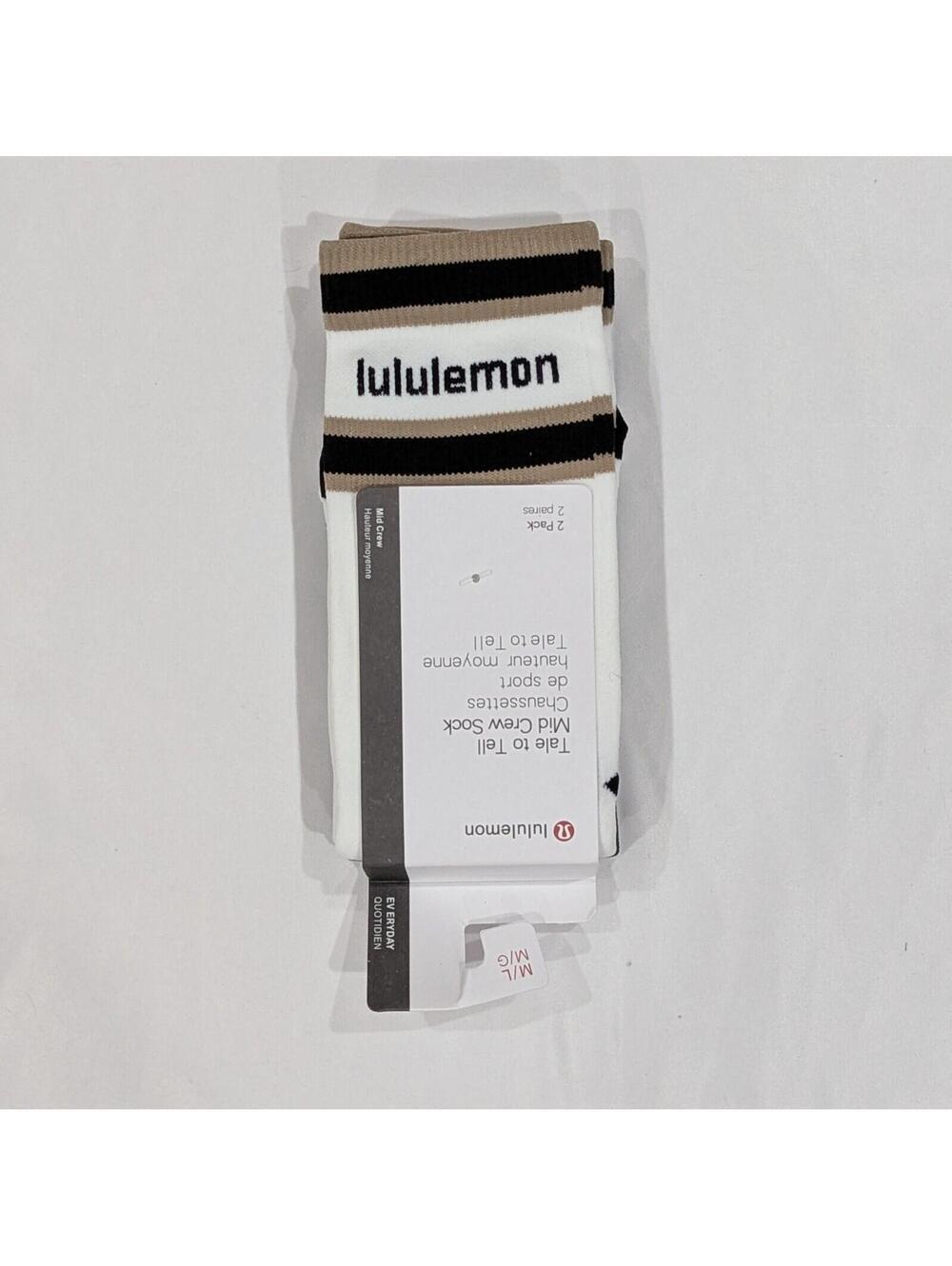 Lululemon Tale to Tell Mid Crew Sock M/L 2 Pack — Black / White / Cafe Au Lait - Picture 6 of 8
